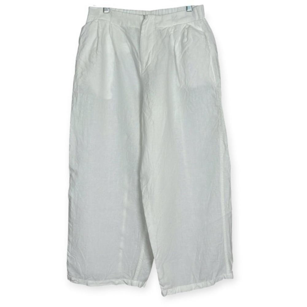 Lintico 100% Linen Kinsley Relaxed‎ Fit Straight Wide Leg Pants Pleated Sz M